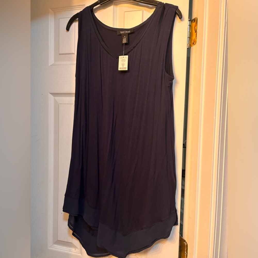 White House Black Market Navy Sleeveless Tank Top medium NWT